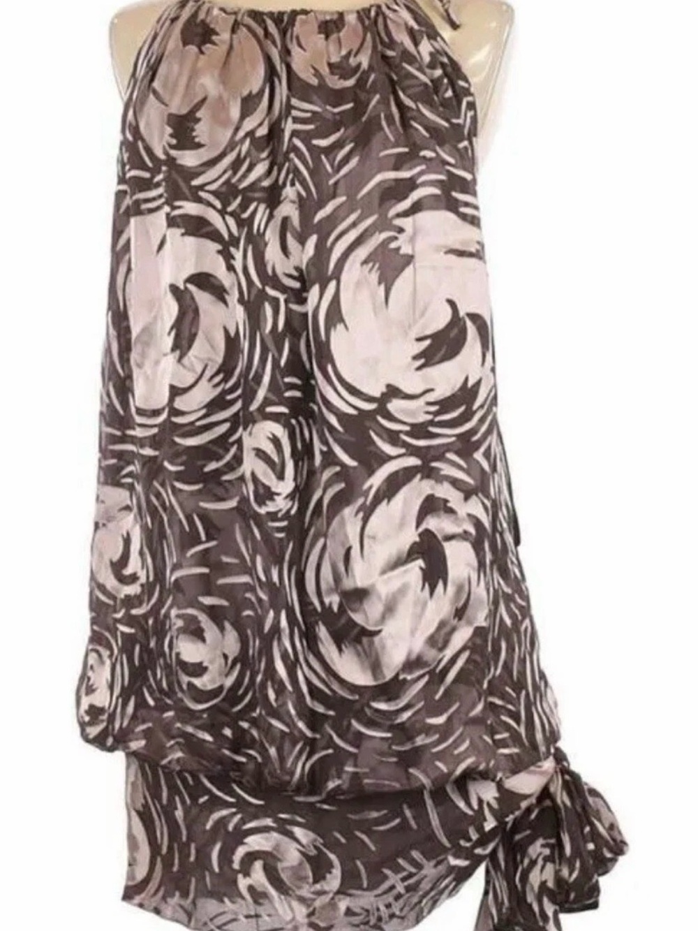 BCBG Maxazria Plum Floral Halter Balloon Dress